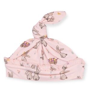 Angel Dear Ruffle Knotted Hat, Pink Bunnies, Size 0-3 Months NWT